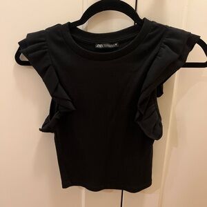 Zara Elegant Black Ruffle Top